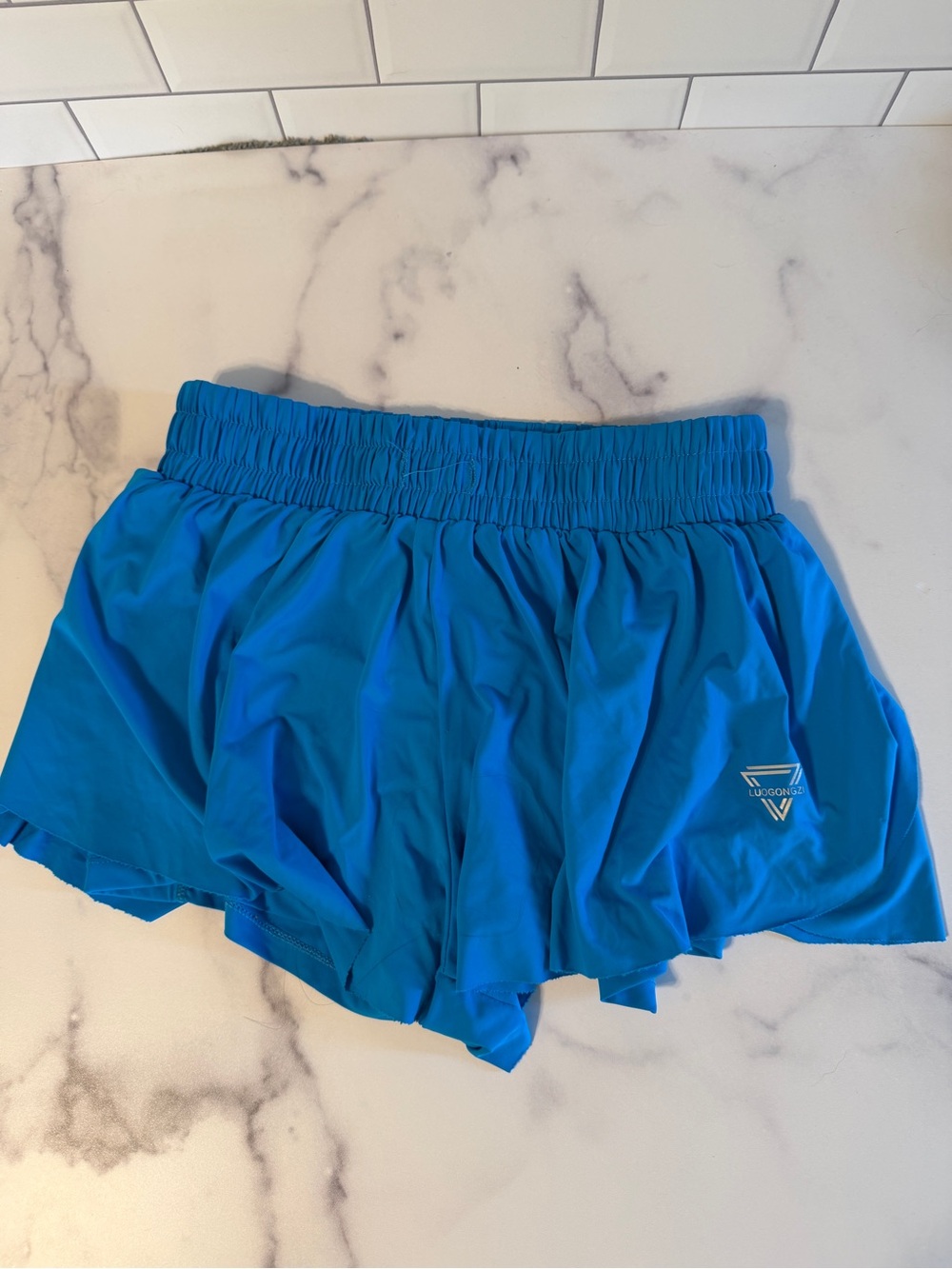 Blue 2-in-1 Flowy Running Shorts Size Small